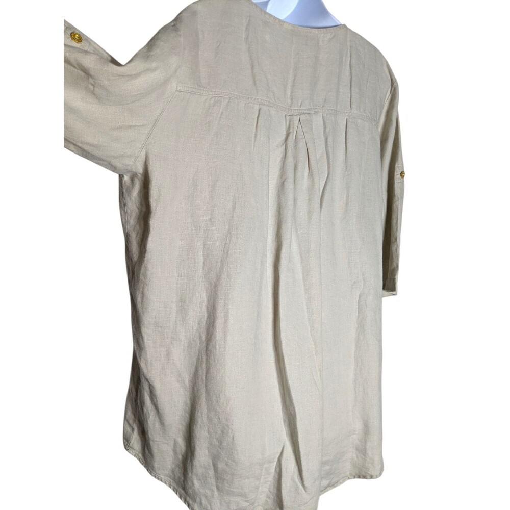 Company Ellen Tracy 100% Linen Tunic Plus 2XL Khaki Gold Career Travel Office - Picture 11 of 14